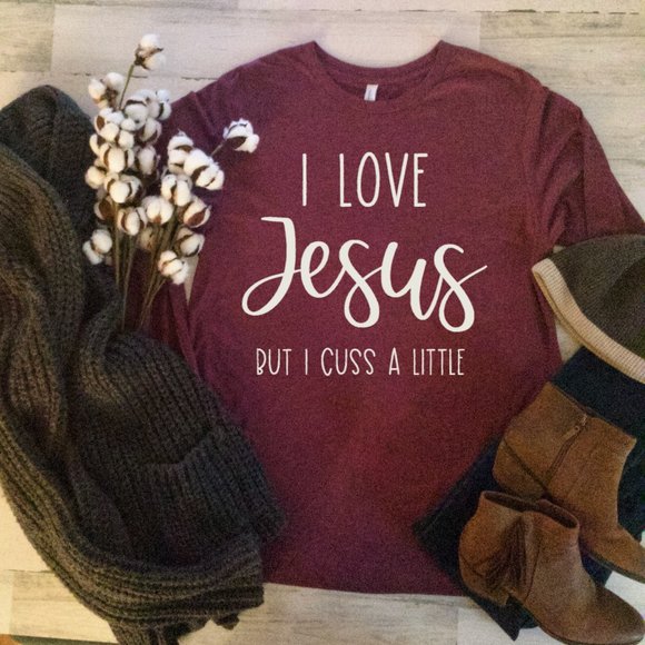 I Love Jesus But I Cuss a Little LONG Sleeve Tee - Picture 3 of 6